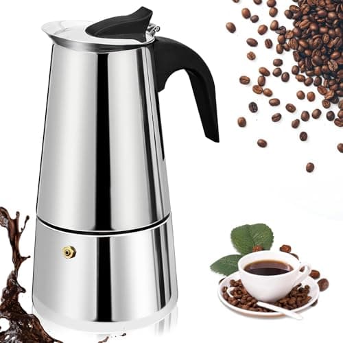 Image of Palmcee Moka Pot Espresso Maker, 600ML Stovetop Coffee Makers Stainless Steel Coffee Maker Multi-Layer Filtering Coffee Pots for Coffee Lovers Home Office, 12 Italian Cup
