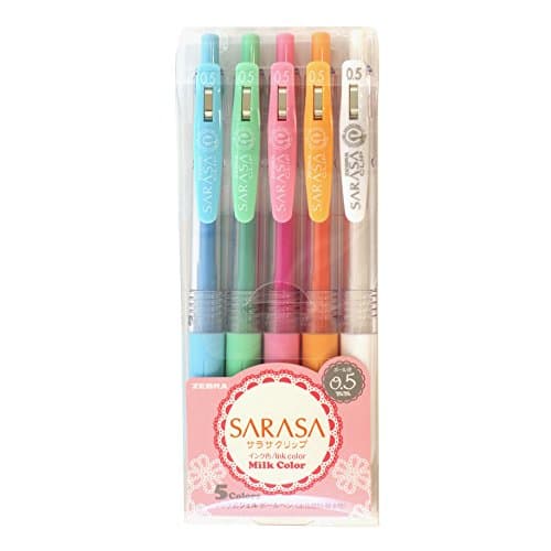 Image of Zebra JJ15-5C-MK "Sarasa" Clip Milky Gel Pen - Assorted (Pack of 5)