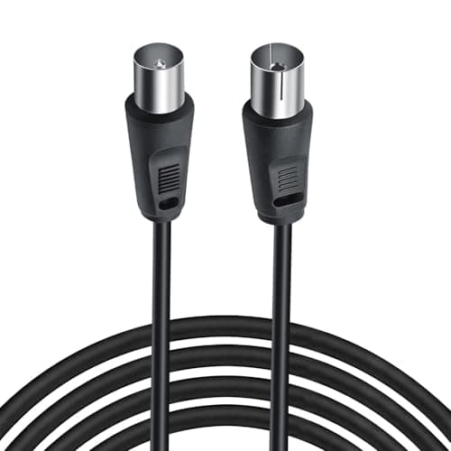 Image of 2m Coaxial TV Aerial Cable with Male to Female Adapter, Coaxial Satellite Antenna AV Lead Male to Female RF Connector Extension comapible with FreeView, FreeSat, Sky Box, BT, TV Antenna Extension