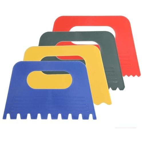 Image of Plastic Paint Scraper Tools Set, 4 Pack Textured Art Supplies for Acrylic & Plaster, Multi-Shape Painting Scrapers with Hanging Holes, Reusable Craft Tools for Kids & Adults, Multicolour
