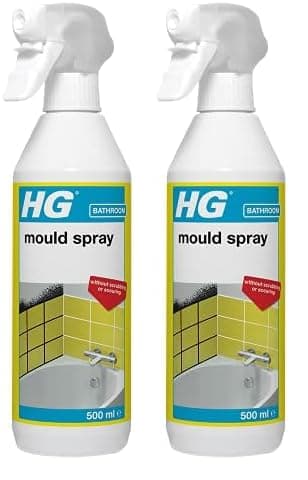 Image of HG Mould Spray, Effective Mould Spray & Mildew Cleaner, Removes Mouldy Stains From Walls, Tiles, Silicone Seals & More - 500ml, Pack of 2