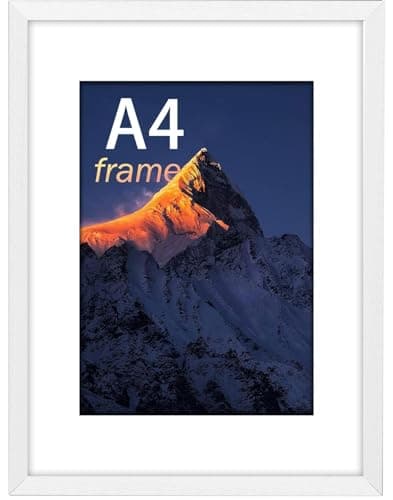 Image of wyewye A4 Frame White, (29.7x21cm) Wooden Picture Frame, Freestanding and Wall Mountable, Poster Frame for A4 Print, White