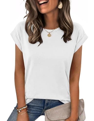Image of Zeagoo Womens Short Sleeve Tops Crew Neck T-Shirt Basic Clothes Casual Clothes Dressy Tunic White XXL