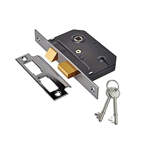 Image of Yale Essentials 2.5 Inch/64 mm 3 Lever Sashlock Easy Fitting Template and Instructions, Mortice Locks for Internal Doors Provides Door Latching in Addition to Lock and Key Door Security, Chrome