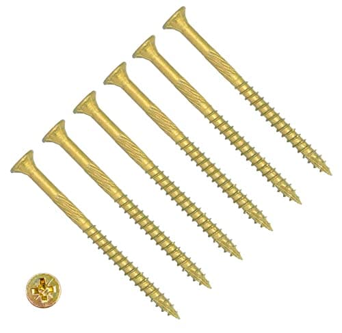 Image of TERF High Performance Wood Screw 4.0 X 75mm Pozi Drive Flat Countersunk Double Head Screws 4.0 X 75mm For Hardest Hard Wood Fence Floorboard Hard and Softwood - Pack of 25, Zinc Yellow