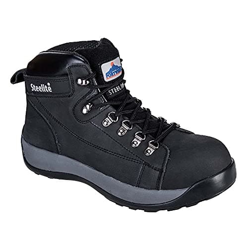 Image of Portwest Steelite Mid Cut Nubuck Boot SB HRO, Size: 43, Colour: Black, FW31BKR43
