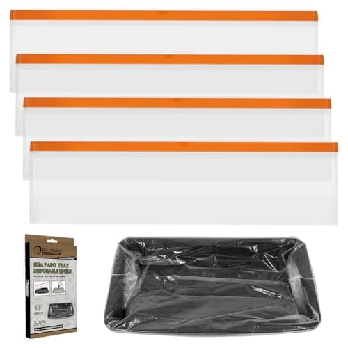 Image of ROLLINGDOG 18 Inch Paint Tray Liners - 5 Pack for Tray Drawstring Closure Easy Cleanup Heavy Duty LDPE Material