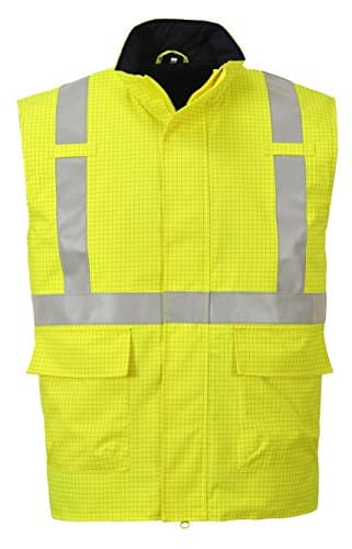 Image of Portwest Bizflame Rain Hi-Vis Antistatic FR Bodywarmer, Size: XXXL, Colour: Yellow, S776YERXXXL