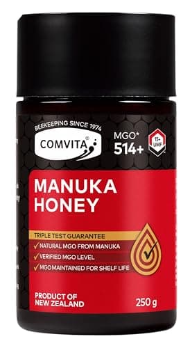 Image of Comvita Mānuka Honey (Certified UMF™ 15+, MGO 514+) - Premium New Zealand Honey, Pure, Natural & Rich, Perfect for Everyday Immune Support and Soothing Tickly Throats - 250 g (Pack of 1)