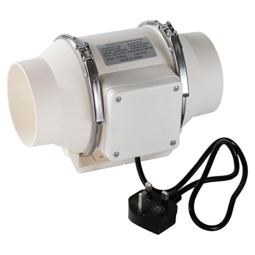 Image of DOSYEN Inline Bathroom Extractor Fan 100mm/4 Inch, In-line duct fan mixed flow 220m3/hour - for Grow Room Tent Hydroponic Ventilation System