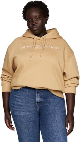 Image of Tommy Hilfiger Women’s Regular Fit Logo Hoodie, Green (Classic Khaki), 20