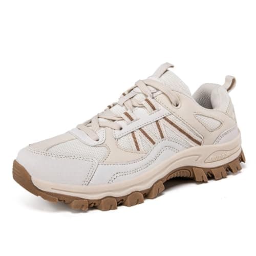 Image of AONETIGER Walking Shoes Men's Women's Non-Slip Breathable Hiking Shoes Waterproof Lightweight Trekking Shoes Outdoor Trainers(White,38EU)