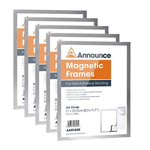 Image of Announce Magnetic Frame A4 Silver (Pack of 5) AA01841