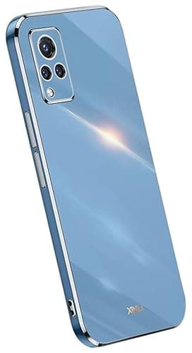 Image of Topme Silicone Case for vivo V21 5G (6.44" Inches), [gold Edge Style Phone Case] - Navy Blue
