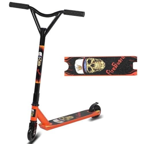 Image of Pro Stunt Scooter 360 Spin Tricks Scooter Sport Stunt Scooters Kick Freestyle Street Scooters with ABEC-9 for Boys Girls Teens Age 6+ (Orange)