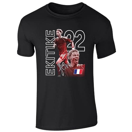 Image of Ekitike Liverpool Themed T-Shirt – Football Fan Tee (UK, Alpha, XL, Regular, Regular, Black)