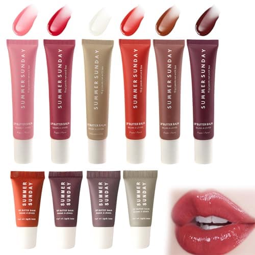 Image of HEUIOP 10 Pcs Lip Balm Set with 6 Lip Butter Balm and 4 Mini Lip Balms,Lip Balm Vanilla Used to Soothe Dry and Chapped Lips Leaving Them Soft B-Set