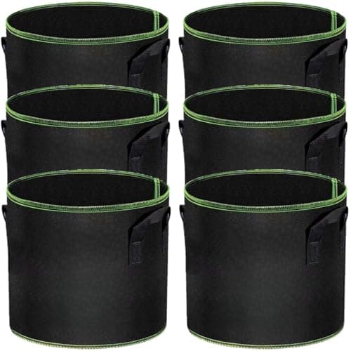 Image of LATERN 6 Pack 5 Gallons Plant Growing Bags, Nonwoven Fabric Breathable Grow Bags Heavy Duty Thickened Root Aeration Garden Pots Container with Straps Handles, for Flowers Vegetables
