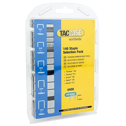 Image of Tacwise 0350 Selection Pack of Type 140/6-14mm Heavy Duty Galvanised Staples, Pack of 4400, Silver
