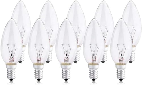 Image of B4U Pack of 10 Small Screw Candle Bulbs 40Watt, Clear Edison Screw in Bulb SES /E14, 240V
