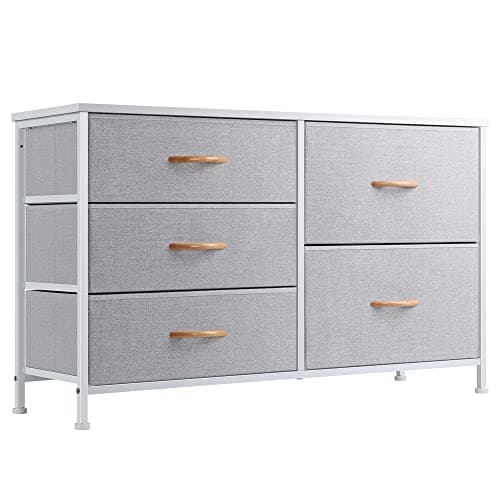 Image of Nicehill Tall Chest of Drawers for Bedroom, Storage Drawer Organizer, Fabric Drawers for Closet, Living Room, Hallway, Entryway, Light Grey