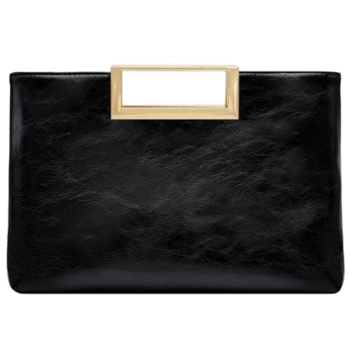 Image of Milisente Women's Leather Clutch Bag Wedding Envelope Evening Bags For Formal Party With Handle(Black)