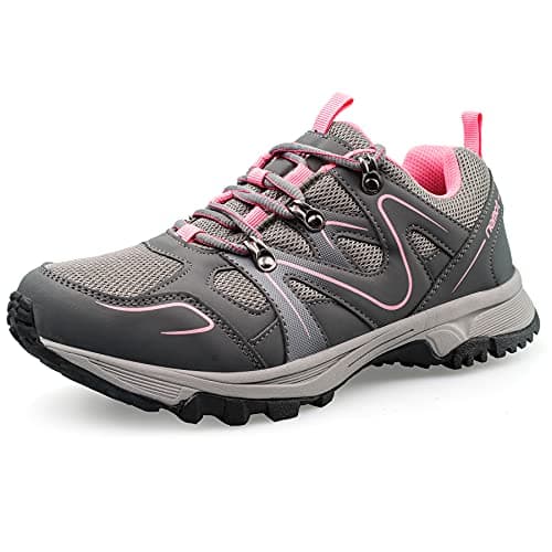 Image of riemot Women's Hiking Shoes Lightweight Breathable Walking Shoes Non-Slip Outdoor Trekking Trail Shoe Cushioned Footwear for Camping Backpacking Hill Walking Coastal Paths Grey 7UK
