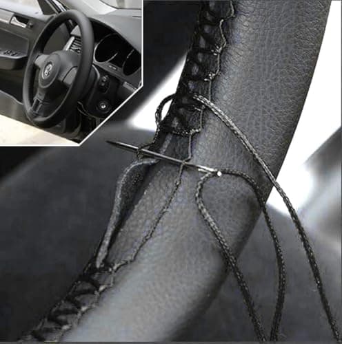 Image of AUTOXBERT 38cm/15 Inch Hand Sewing Steering Wheel Cover Breathable Anti-Slip Leather Steering Wheel Cover for Nissan Qashqai Toyota Camry RAV4 VW Golf