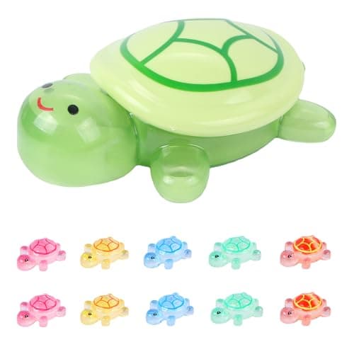 Image of LALASTYLE Resin Animals Turtles Set: 1 Large 17cm Storage Turtle Lid Opens + 10 Mini Resin Sparkle Turtles, Ocean-Themed Decor for Garden, Aquarium,Miniature Landscape Home Decoration