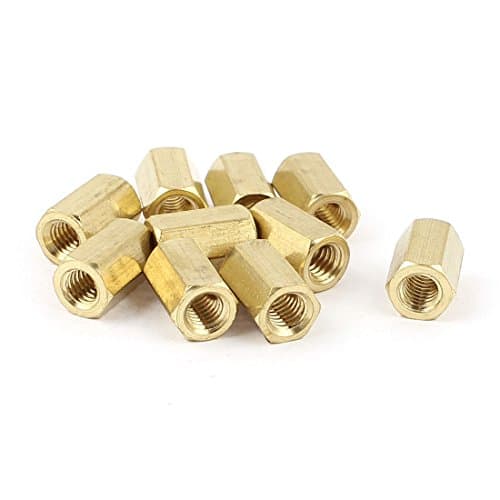 Image of Sourcingmap M4 x 10mm Female/Female Thread Brass Hex Standoff Spacer 10pcs
