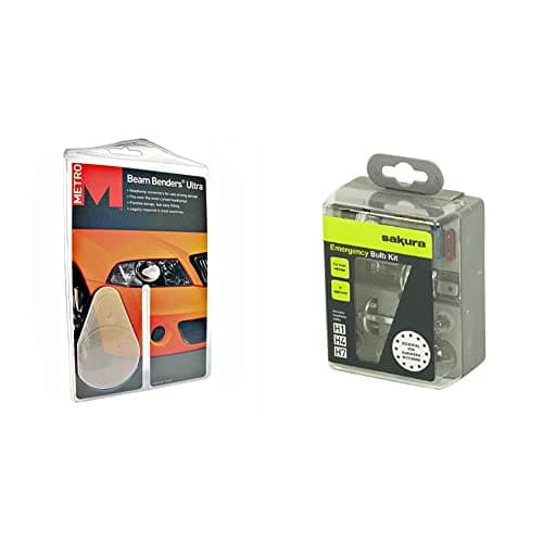 Image of Sakura Car Headlight Beam Converters Benders Deflectors HG 129-00 - For Safe Euro Driving - Stay EU Legal & Emergency Bulb Kit - Fits Most Vehicles - 7 Bulbs 3 Fuses