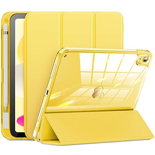 Image of INFILAND Compatible with iPad 10th Generation Case 2022, iPad Case 10th Generation 10.9 Inch, Full Crystal Clear [ Anti-Yellowing ] with Special Slot for Pencil & Charging Adapter, Bright Yellow