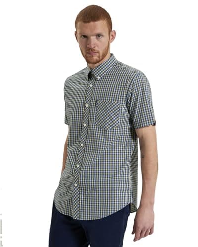 Image of Ben Sherman Men's Signature House Check Shirt, Short Sleeved, Button-Down Collar (Corn) XL