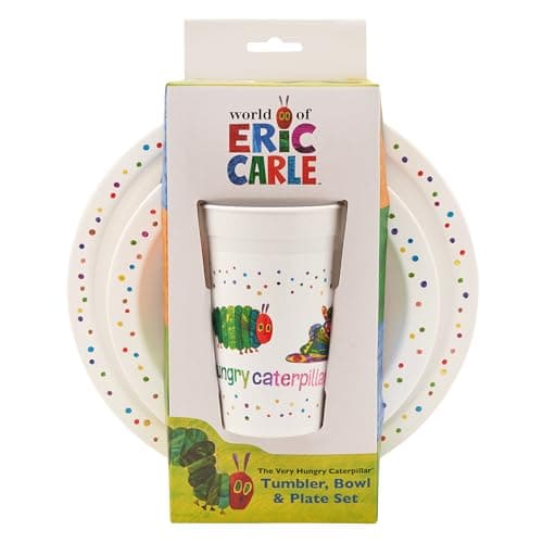 Image of Very Hungry Caterpillar Kids Tableware Set – 3 Piece Reusable PP Plate, Bowl & Cup Set for Children – Tumbler & Dinnerware Set for Mealtimes – for 36 Months & Up