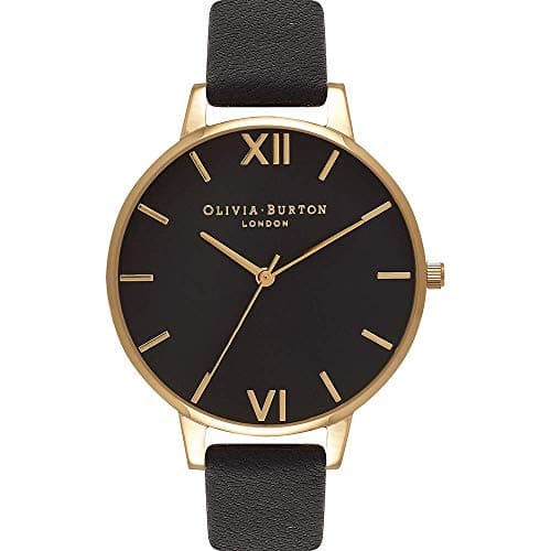 Image of Olivia Burton Analogue Quartz Watch for Women Black DIAL Collection with Black Leather Strap - OB15BD55