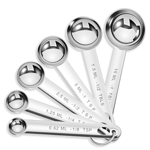 Image of 6 Pcs Stainless Steel Measuring Spoons Set, Metal Measure Spoons, Table Spoon Measuring Spoon for Coffee, Teaspoon Scoop, Includes 1/8, 1/4, 1/2, 1 TSP, 1/2 Tbsp, 1 Tbsp, Food Grade