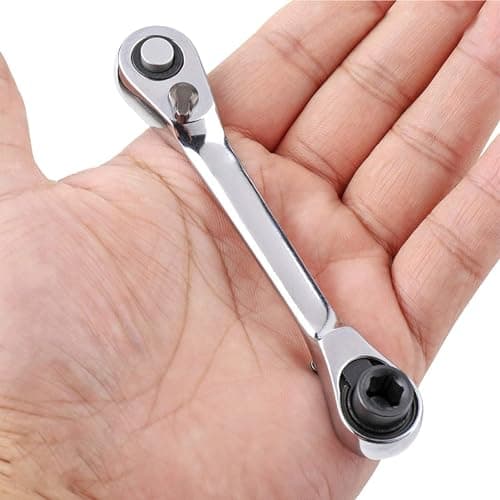 Image of Dwang Silver Ratchet Wrench 1/4 Inch Mini Double Headed 72 Tooth Drive Socket and Screwdriver Bit Ratchet Set Rotator Practical Tool 5 Degrees Quick Install Release Socket Wrenches Accessories