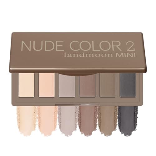Image of LANDMOON Nude Mini Eyeshadow Palette, 6 Colors Smoky Matte Taupe & Brown Neutral Eye Shadows, Highly Pigmented, Long-Lasting, Waterproof, Travel Size Makeup Palette with Mirror