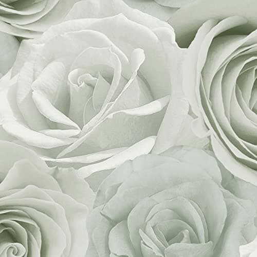 Image of Melany Rose Floral Wallpaper World of Wallpaper - Ideal for Lounges, Bedrooms, Dining Rooms and Hallways (Sage Green)