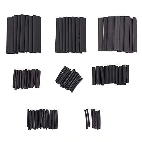 Image of 127Pcs Heat Shrink Tubing Kit 12 Sizes Black Electric Insulation Heat Shrink Wrap Cable Sleeve Shrink Ratio 2: 1