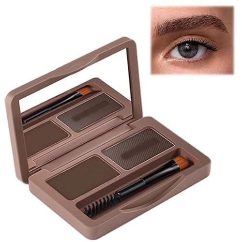 Image of 2in1 Eyebrow Powder Kit with Palette, Pencil, Pomade & Tint - Medium Brown & Dark Brown Shades for Dye, Touch Ups & Contouring of Brows, Hairline & Face