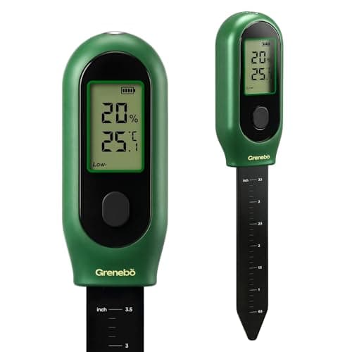 Image of Grenebo 3-in-1 Soil Moisture Meter, Digital Plant Water Meter, Temperature & Sunlight Intensity Sensor, LCD Display Soil Tester for Gardening, Farming, Plant Care, Indoor & Outdoor Plants