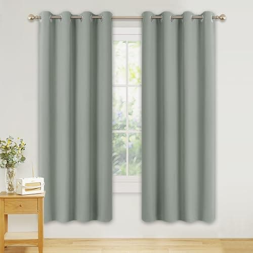 Image of PONY DANCE Sage Green Blackout Eyelet Curtains - Thermal Insulated & Sunlight Blocking, Energy Saving & Room Darkening Curtains for Bedroom, Window Treatment Privacy Protection Drapes, 46 x 72, 2 Pcs