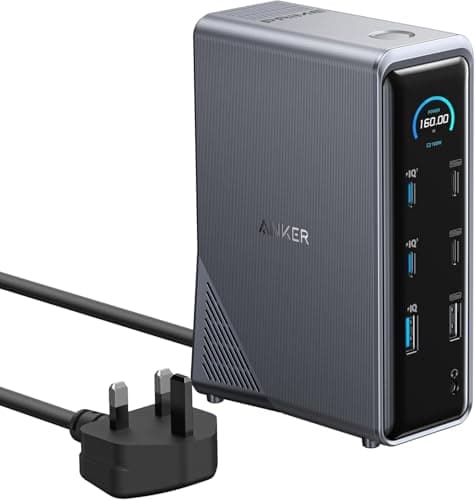Image of Anker Prime Charging Docking Station, 14-Port with 160W Max Output and Built-In GaN AC-DC Power, 10Gbps Data Transfers, Real-Time Smart Interface, Dual 4K Displays for MacBook, Dell, Phones, and More