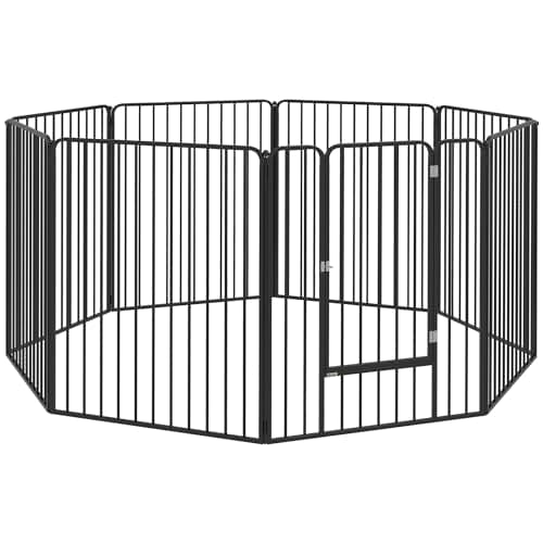 Image of PawHut Heavy Duty Dog Playpen, 8 Panels Dog Pen, 100cm Height Pet Playpen Exercise Pen, with Door, for Small and Medium, Large Dogs
