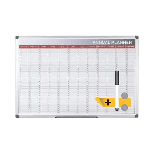 Image of Bi-Office 365-Day Annual Planner, Magnetic, 90 x 60 cm, Black