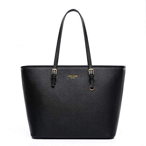 Image of Handbag Tote Bag for Women, Laptop Bags Soft PU Leather Ladies Handbag Shoulder Bag Top Handle Bag for School Work Travel (Black)