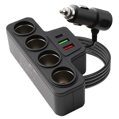 Image of 120W Car Charger Cigarette Lighter Adapter 7 in 1 Multi-Socket USB Charger 12V/24V with 4 Sockets & 3 USB Ports (QC 3.0+USB 3.1+PD 3.1) Fast Charging for Phones Pad Laptop GPS Dash Cam Vehicle Devices