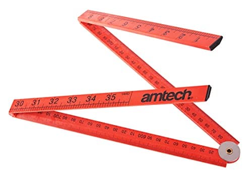 Image of Amtech - Folding Plastic Rule, High-Impact Dual Scale Design, Folds for Pocket Storage, For Carpentry and Site Work, 1 m / 39 in