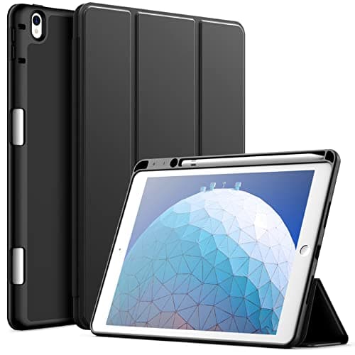 Image of JETech Case for iPad Air 3 (10.5-Inch 2019, 3rd Generation) and iPad Pro 10.5 with Pencil Holder, Slim Tablet Cover with Soft TPU Back, Auto Wake/Sleep (Black)